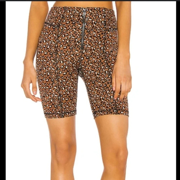 Free People Lucky Strike Leopard-Print Bike Shorts size small - Picture 1 of 8